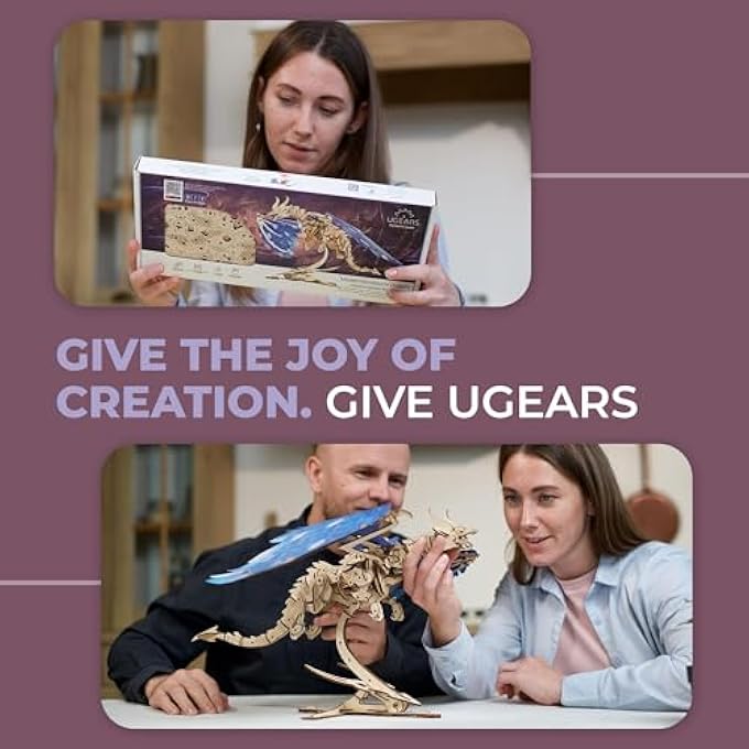 WINDSTORM DRAGON 3D PUZZLE - SELF-ASSEMBLY 3D WOODEN PUZZLES FOR ADULTS AND KIDS - REALISTIC 3D DRAGON PUZZLE WOOD MODEL KIT WITH RUBBER BAND MOTOR - LASER-CUT WOODEN PUZZLE MECHANICAL TOY - Image 3